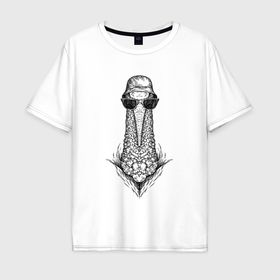 Мужская футболка хлопок Oversize с принтом Индейка хипстер в Тюмени, 100% хлопок | свободный крой, круглый ворот, “спинка” длиннее передней части | Тематика изображения на принте: 