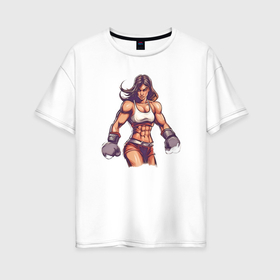 Женская футболка хлопок Oversize с принтом Бойцовский дух в Белгороде, 100% хлопок | свободный крой, круглый ворот, спущенный рукав, длина до линии бедер
 | 