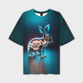 Мужская футболка oversize 3D с принтом Прозрачный стеклянный кролик в Белгороде,  |  | 