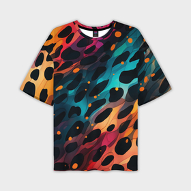 Мужская футболка oversize 3D с принтом Разноцветный леопардовый паттерн в Санкт-Петербурге,  |  | 