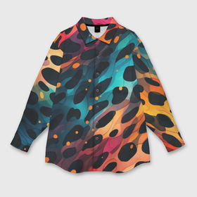 Мужская рубашка oversize 3D с принтом Разноцветный леопардовый паттерн в Санкт-Петербурге,  |  | 