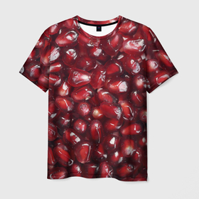 Мужская футболка 3D с принтом Красные зёрна граната в Белгороде, 100% полиэфир | прямой крой, круглый вырез горловины, длина до линии бедер | Тематика изображения на принте: 