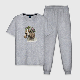 Мужская пижама хлопок с принтом Английский кокер спаниель , 100% хлопок | брюки и футболка прямого кроя, без карманов, на брюках мягкая резинка на поясе и по низу штанин
 | 