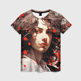 Женская футболка 3D с принтом Красивый мужской портрет в Петрозаводске, 100% полиэфир ( синтетическое хлопкоподобное полотно) | прямой крой, круглый вырез горловины, длина до линии бедер | 