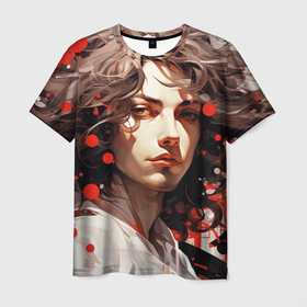 Мужская футболка 3D с принтом Красивый мужской портрет в Белгороде, 100% полиэфир | прямой крой, круглый вырез горловины, длина до линии бедер | 