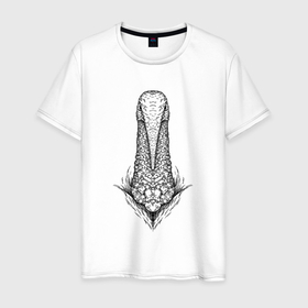 Мужская футболка хлопок с принтом Голова индейки анфас в Екатеринбурге, 100% хлопок | прямой крой, круглый вырез горловины, длина до линии бедер, слегка спущенное плечо. | 