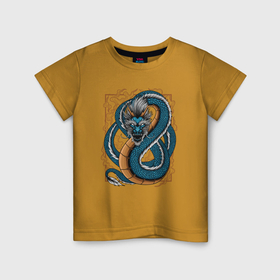 Детская футболка хлопок с принтом Дракон год 2024 в Курске, 100% хлопок | круглый вырез горловины, полуприлегающий силуэт, длина до линии бедер | Тематика изображения на принте: 