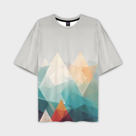 Мужская футболка oversize 3D с принтом Цветной горный хребет в Санкт-Петербурге,  |  | 