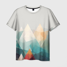 Мужская футболка 3D с принтом Цветной горный хребет в Санкт-Петербурге, 100% полиэфир | прямой крой, круглый вырез горловины, длина до линии бедер | 