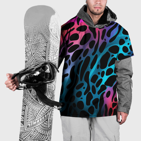 Накидка на куртку 3D с принтом Черные пятна на разноцветном фоне в Санкт-Петербурге, 100% полиэстер |  | 