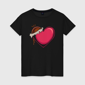 Женская футболка хлопок с принтом Шоколадное сердце в Петрозаводске, 100% хлопок | прямой крой, круглый вырез горловины, длина до линии бедер, слегка спущенное плечо | 