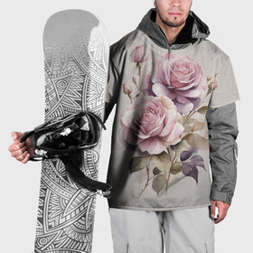Накидка на куртку 3D с принтом Нежные розовые розы  на стене , 100% полиэстер |  | 