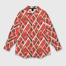 Мужская рубашка oversize 3D с принтом Красные треугольники в Белгороде,  |  | 