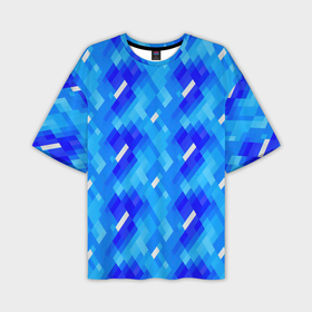 Мужская футболка oversize 3D с принтом Синее пиксельное полотно ,  |  | Тематика изображения на принте: 