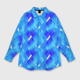 Мужская рубашка oversize 3D с принтом Синее пиксельное полотно ,  |  | Тематика изображения на принте: 