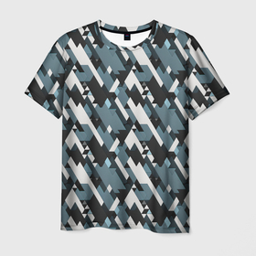 Мужская футболка 3D с принтом Треугольники military в Тюмени, 100% полиэфир | прямой крой, круглый вырез горловины, длина до линии бедер | Тематика изображения на принте: 