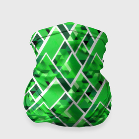 Бандана-труба 3D с принтом Зелёные треугольники и белые полосы в Санкт-Петербурге, 100% полиэстер, ткань с особыми свойствами — Activecool | плотность 150‒180 г/м2; хорошо тянется, но сохраняет форму | 