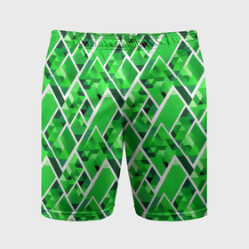 Мужские шорты спортивные с принтом Зелёные треугольники и белые полосы ,  |  | 