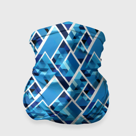 Бандана-труба 3D с принтом Синие треугольники и белые полосы в Санкт-Петербурге, 100% полиэстер, ткань с особыми свойствами — Activecool | плотность 150‒180 г/м2; хорошо тянется, но сохраняет форму | 