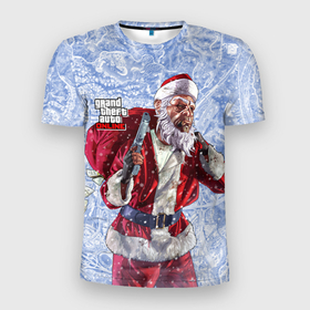 Мужская футболка 3D Slim с принтом GTA online   Новый год в Екатеринбурге, 100% полиэстер с улучшенными характеристиками | приталенный силуэт, круглая горловина, широкие плечи, сужается к линии бедра | 