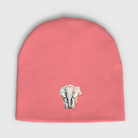 Мужская шапка демисезонная с принтом Слон в геометрическом стиле в Кировске,  |  | Тематика изображения на принте: 