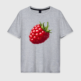 Мужская футболка хлопок Oversize с принтом Ягода малины в Курске, 100% хлопок | свободный крой, круглый ворот, “спинка” длиннее передней части | Тематика изображения на принте: 