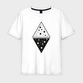 Мужская футболка хлопок Oversize с принтом Треугольник день и ночь в Петрозаводске, 100% хлопок | свободный крой, круглый ворот, “спинка” длиннее передней части | 