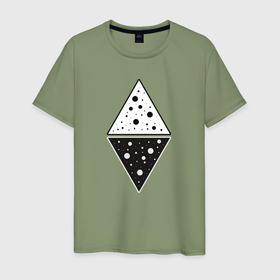 Мужская футболка хлопок с принтом Треугольник день и ночь в Курске, 100% хлопок | прямой крой, круглый вырез горловины, длина до линии бедер, слегка спущенное плечо. | 