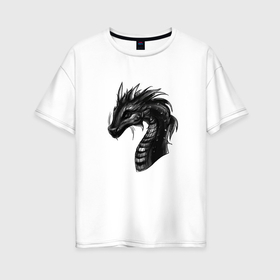 Женская футболка хлопок Oversize с принтом Дракон арт в Кировске, 100% хлопок | свободный крой, круглый ворот, спущенный рукав, длина до линии бедер
 | 