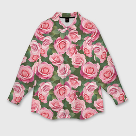 Мужская рубашка oversize 3D с принтом Розовые розы паттерн в Екатеринбурге,  |  | 