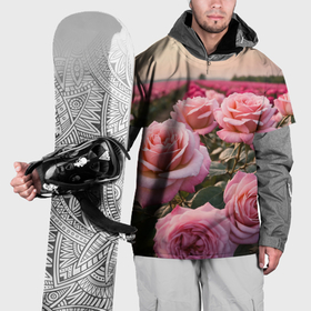 Накидка на куртку 3D с принтом Поле розовых роз в Курске, 100% полиэстер |  | 