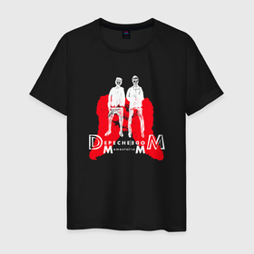 Мужская футболка хлопок с принтом Depeche Mode   Dave gahan and gore в Екатеринбурге, 100% хлопок | прямой крой, круглый вырез горловины, длина до линии бедер, слегка спущенное плечо. | 