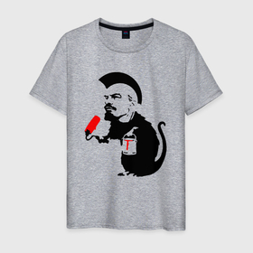 Мужская футболка хлопок с принтом Панк Ленин в Курске, 100% хлопок | прямой крой, круглый вырез горловины, длина до линии бедер, слегка спущенное плечо. | Тематика изображения на принте: 