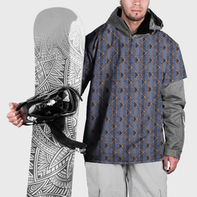 Накидка на куртку 3D с принтом Паттерн сине сиреневый приглушённый , 100% полиэстер |  | Тематика изображения на принте: 