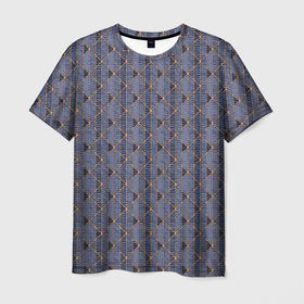 Мужская футболка 3D с принтом Паттерн сине сиреневый приглушённый , 100% полиэфир | прямой крой, круглый вырез горловины, длина до линии бедер | Тематика изображения на принте: 