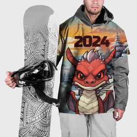 Накидка на куртку 3D с принтом Большой красный дракон 2024 , 100% полиэстер |  | 