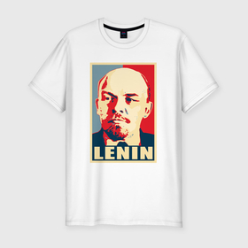 Мужская футболка хлопок Slim с принтом Владимир Ильич  Ленин в Петрозаводске, 92% хлопок, 8% лайкра | приталенный силуэт, круглый вырез ворота, длина до линии бедра, короткий рукав | 