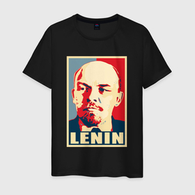 Мужская футболка хлопок с принтом Владимир Ильич  Ленин в Санкт-Петербурге, 100% хлопок | прямой крой, круглый вырез горловины, длина до линии бедер, слегка спущенное плечо. | 