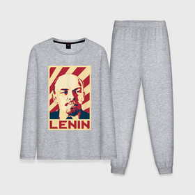 Мужская пижама с лонгсливом хлопок с принтом Vladimir Lenin в Тюмени,  |  | Тематика изображения на принте: 