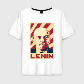 Мужская футболка хлопок Oversize с принтом Vladimir Lenin в Кировске, 100% хлопок | свободный крой, круглый ворот, “спинка” длиннее передней части | Тематика изображения на принте: 