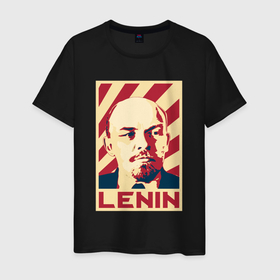 Мужская футболка хлопок с принтом Vladimir Lenin в Новосибирске, 100% хлопок | прямой крой, круглый вырез горловины, длина до линии бедер, слегка спущенное плечо. | 