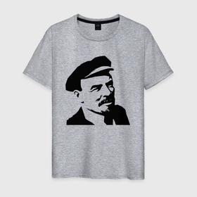 Мужская футболка хлопок с принтом Ленин в кепке в Санкт-Петербурге, 100% хлопок | прямой крой, круглый вырез горловины, длина до линии бедер, слегка спущенное плечо. | 