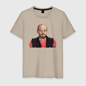 Мужская футболка хлопок с принтом Ленин рокер панк , 100% хлопок | прямой крой, круглый вырез горловины, длина до линии бедер, слегка спущенное плечо. | Тематика изображения на принте: 