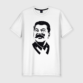 Мужская футболка хлопок Slim с принтом Образ Сталина в Кировске, 92% хлопок, 8% лайкра | приталенный силуэт, круглый вырез ворота, длина до линии бедра, короткий рукав | 