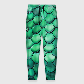 Мужские брюки 3D с принтом Шкура зеленого дракона , 100% полиэстер | манжеты по низу, эластичный пояс регулируется шнурком, по бокам два кармана без застежек, внутренняя часть кармана из мелкой сетки | 