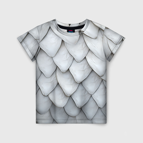 Детская футболка 3D с принтом Шкура белого дракона в Курске, 100% гипоаллергенный полиэфир | прямой крой, круглый вырез горловины, длина до линии бедер, чуть спущенное плечо, ткань немного тянется | 