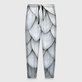 Мужские брюки 3D с принтом Шкура белого дракона , 100% полиэстер | манжеты по низу, эластичный пояс регулируется шнурком, по бокам два кармана без застежек, внутренняя часть кармана из мелкой сетки | 