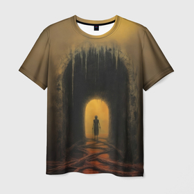 Мужская футболка 3D с принтом Мрачный проход в Санкт-Петербурге, 100% полиэфир | прямой крой, круглый вырез горловины, длина до линии бедер | 