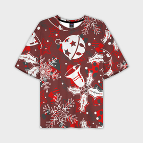 Мужская футболка oversize 3D с принтом Рождественские узоры паттерны ,  |  | Тематика изображения на принте: 