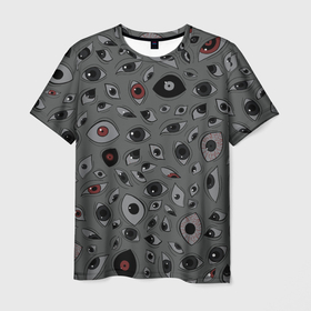 Мужская футболка 3D с принтом Серый цвет: глазики косоглазики в Санкт-Петербурге, 100% полиэфир | прямой крой, круглый вырез горловины, длина до линии бедер | 